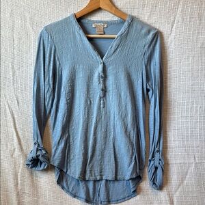 Blue Button-Up Women's Top